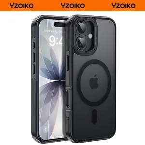 YZOIKO Strong Magnetic MagSafe Smartphone Case for iPhone 17 6.3 inch, 10Ft Military-Grade Shockproof Slim Thin Black Bumper Cover with Handheld Cellphone Devices Accessories Compatibility