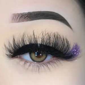 "Violet" Long Fluffy Eyelashes Extensions with Subtle Purple Accents for Glam Luxurious Makeup Cosmetic