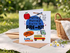 Back to School Greeting Card First Day of Pre-K Keepsake Card Cute Preschool Milestone Card for Daughter Son Encouraging Card for Toddler