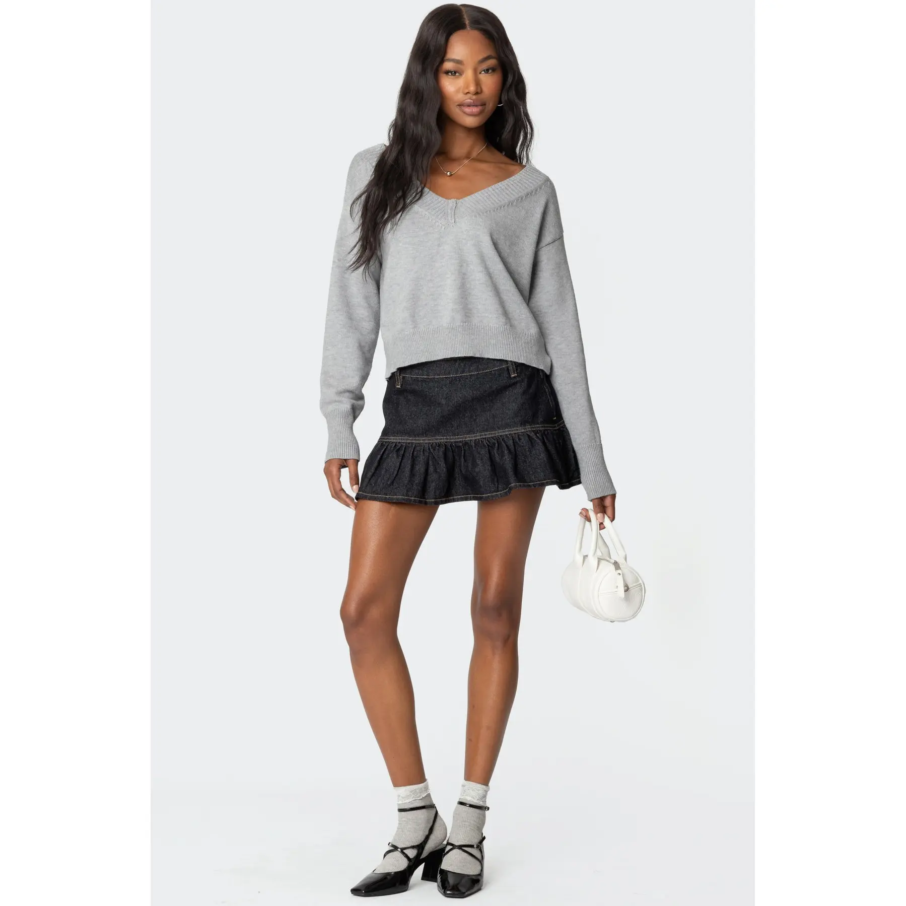 Katy Flared Denim Mini Skirt
