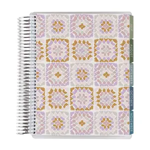 7x9 Crochet Neutrals Academic Planner (August 2026 - July 2027), Toile interior, non-metallic, platinum coil