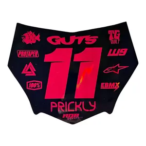 MotoCutz Style Number Plate Decal — 11 Logo — Metalic Red