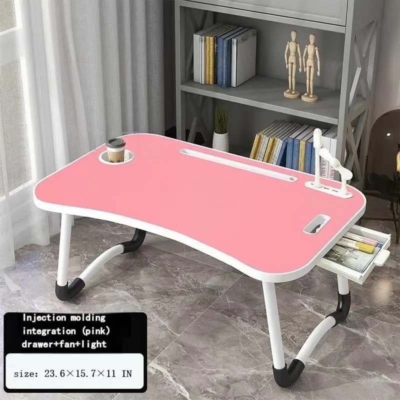 Oversized Foldable Portable Laptop Nightstands - Modern Bedside Table with USB Port, Cup Holder, Drawer, Fan, Lamp, Storage, Stable, Durable, Adjustable Multi-Support Lapdesk for Bed, Sofa