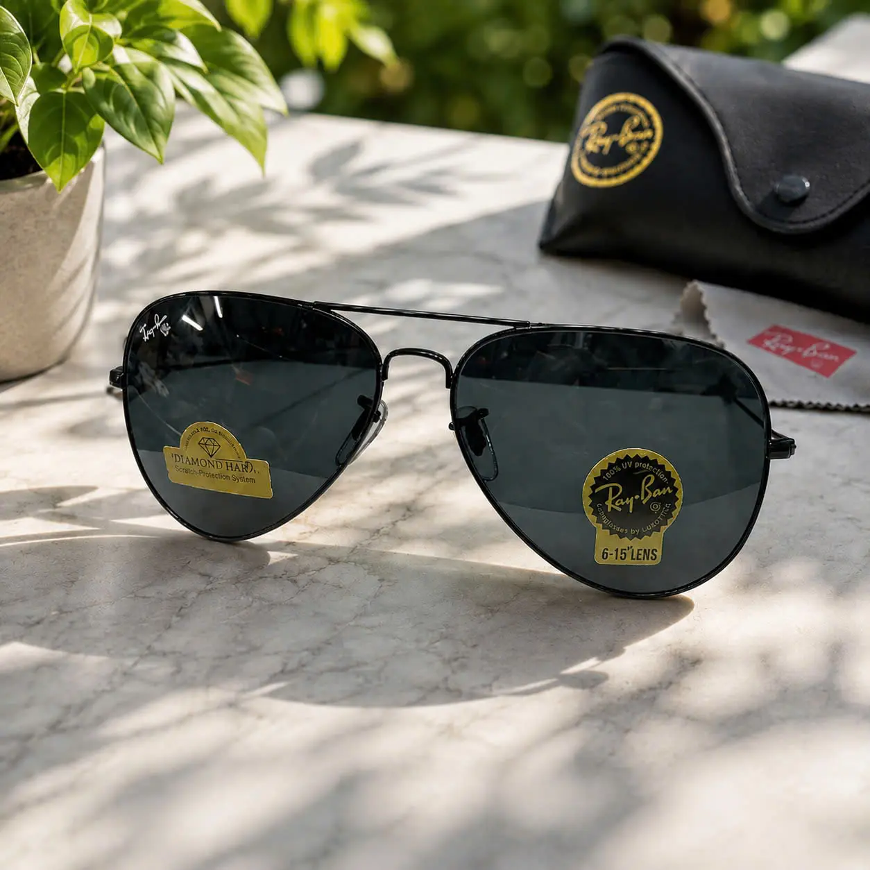Ray-Ban Black Polarized Sunglasses – Glossy Frame with UV400 Lens Protection for Men & Women