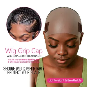 Labhairs Lace-MAX Wig Grip Cap for Women - Non Slip, Adjustable Wig Caps Holds Glueless Wigs Securely in Place, Reusable HD Lace Cap with Headband for Lace Front Wigs, One Size Fits All