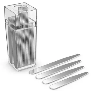 40 Metal Collar Stays Stainless Steel for Men Dress Shirt in Plastic Case 2.2" 2.5" 2.7" 3" Inch