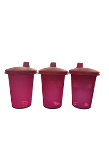 D7 -Pink Bell Tumblers and Sipper Seal Set 3 Count Dishwasher Safe BPA Free Polypropylen Pink Drinkware