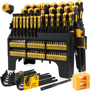 HORUSDY 140-Piece Magnetic Screwdriver Set with Plastic Racking, Includes SAE & Metric Hex Keys, Precision Screwdriver and Magnetizer Demagnetizer DIY Tools for Men Tools Gift Organization, Christmas Gift
