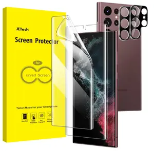 JETech Screen Protector for Samsung Galaxy S22 Ultra 5G 6.8-Inch with Camera Lens Protector, Flexible TPU Film, Fingerprint ID Compatible, HD Clear, Easy Installation, 2-Pack Each