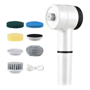 Cordless Electric Spin Scrubber Set, Compact Handheld Form Cleaning Brush with 5 Brush Heads, 3 Speeds, Digital Display, IPX7 Water Resistance, Type-C Charge, Multi-Surface for Wall, Tile