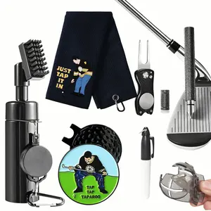 Golf Club Cleaning Kit with Golf Club Cleaner with Water Golf Towel Divot Repair Tool Groove Sharpener Golf Ball Alignment Kit Complete Golf Cleaning Kit Golf Accessories for Women Men, Creative Happy Gilmore Christmas Gift For Golf Lovers Golf Pack