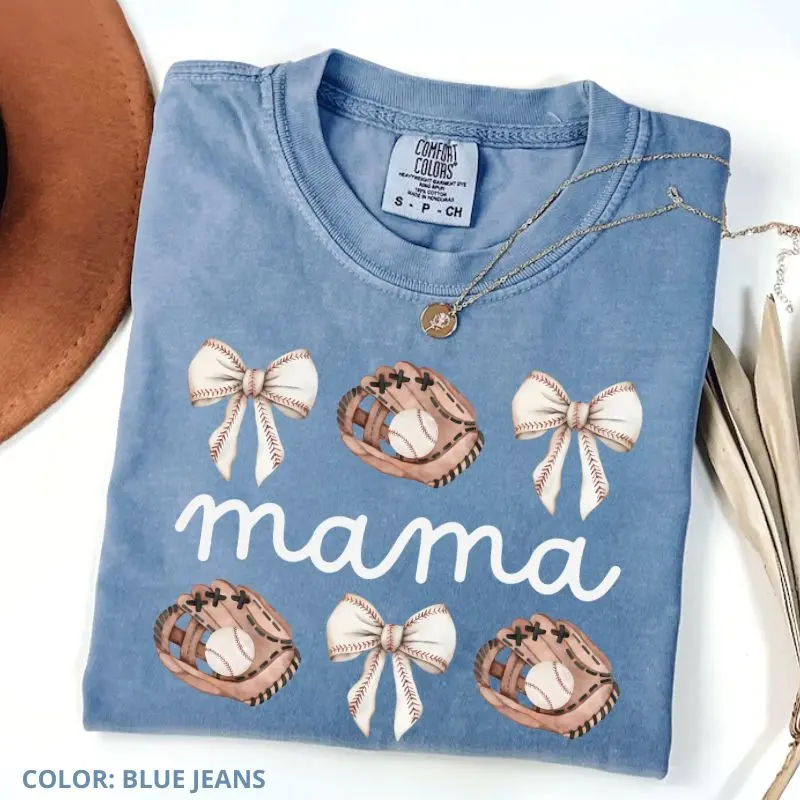 "Comfort Colors Baseball Mama T-Shirt,  Coquette  Game Day Tee, Baseball Season  TShirt, Sport Mom Gift"