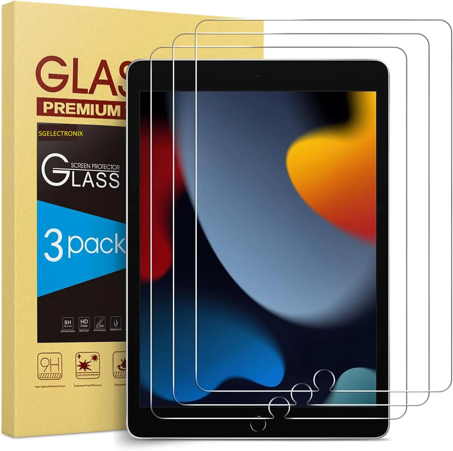 Screen Protector for iPad 9th 8th 7th Generation 10.2 Inch (2021/2020/2019 Model), Tempered Glass for