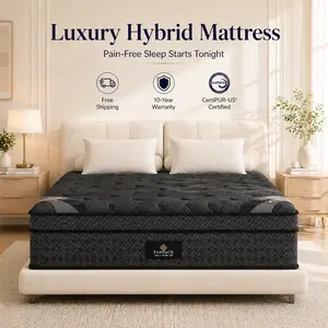 FANSACE 14 inch Queen/King/California King Size Hybrid Mattress in a Box, Gel Memory Foam & Pocket Spring, Medium Firm with Edge Support, Compressed, Ideal Father's Day Gift, King Size Mattresses, California King Mattresses