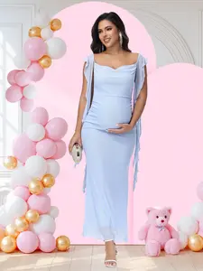 Maternity Cowl Neck Baby Shower Dress Ruffle Mesh Pregnancy Dresses for Photoshoot Maternity Clothes