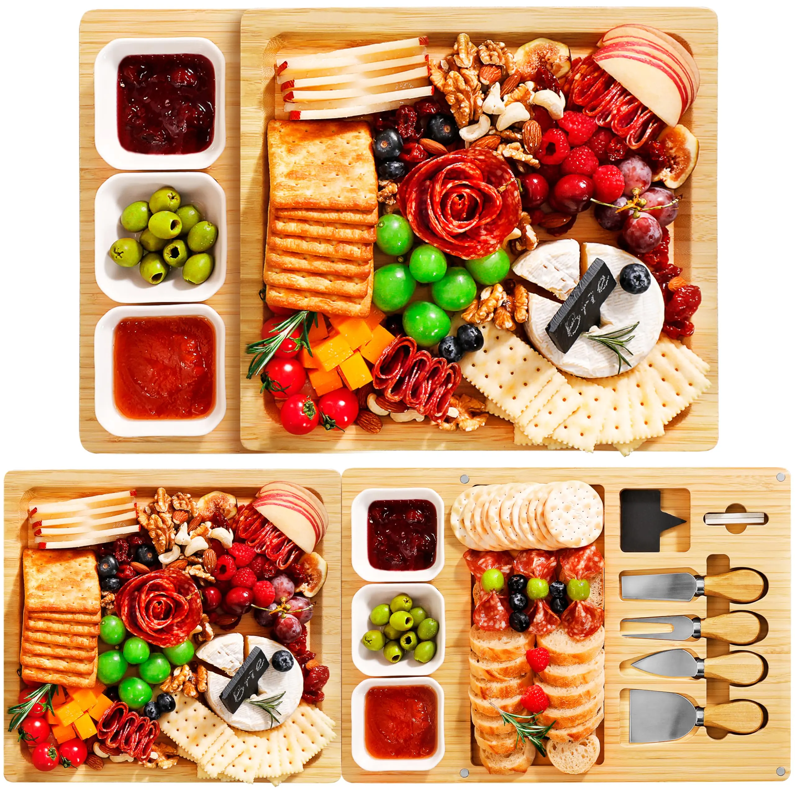 Charcuterie Boards And Set  3 In 1 Magnetic Extra Large Cheese Board With Wedding Gifts Christmas House Warming For Couples