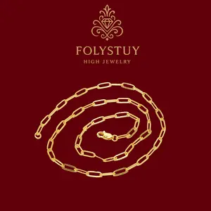 17.7-inch long [FOLYSTUY] looped paperclip. O-shaped necklace, paired with lobster clasp necklace, the width is 3mm. Y133