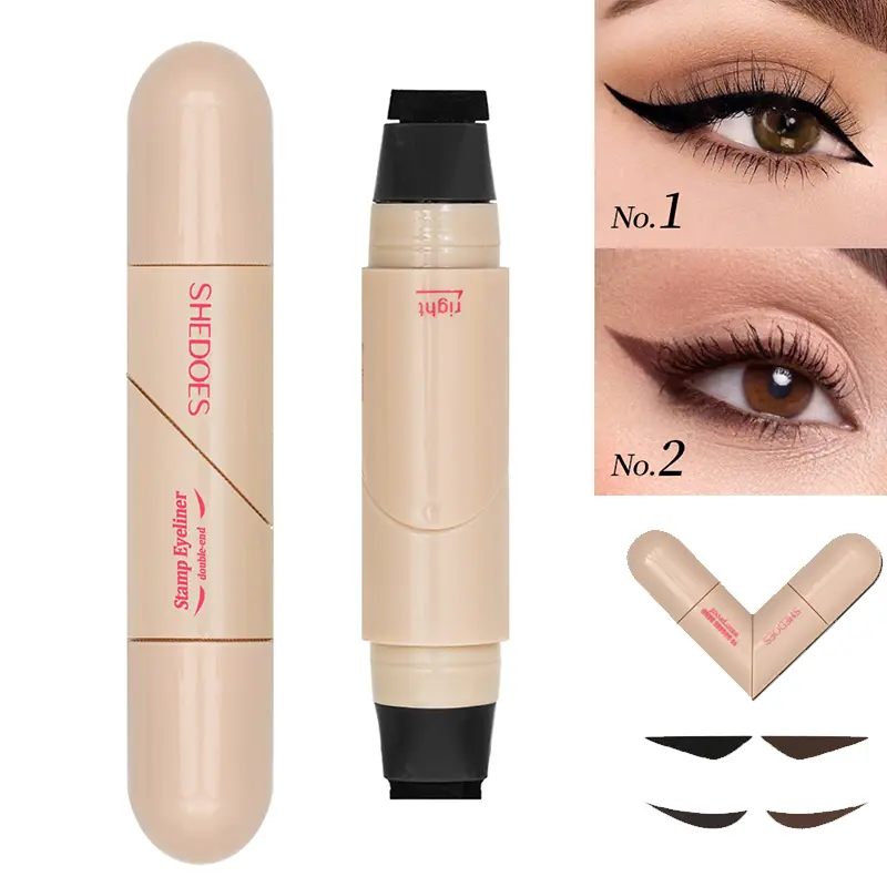 Matte Liquid Eyeliner with Dual-End Wing Stamp, Waterproof and Smudge-Proof Black Pen, Long-Lasting Makeup for Work and Youth