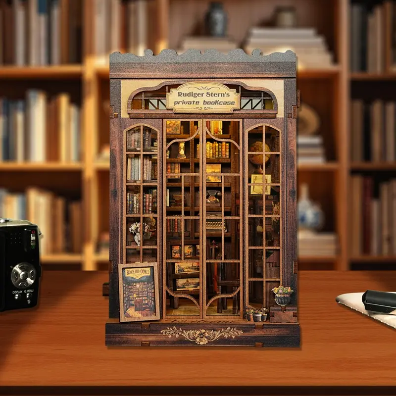 Wooden DIY Book Nook Model Kit for adults tiny home Vintage Abstract Renaissance Style, 3D Hand-Assembled Booklet Toy House, Miniature Dollhouse Kit, Birthday Gift, DIY Building Model