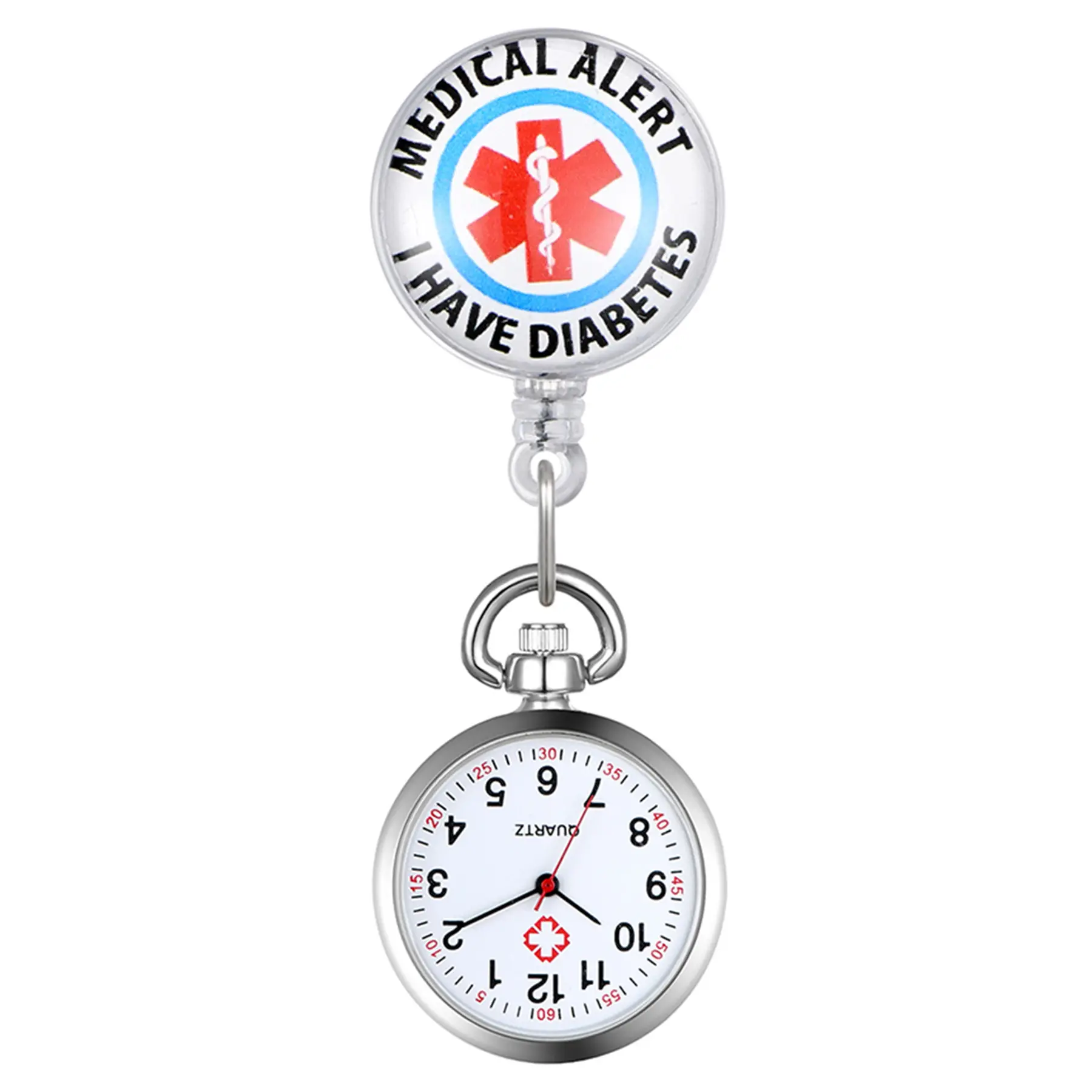 OIDEA Women's Nurse Fob Watch, Retractable Pin-on Brooch with Medical Symbol, Water-Resistant Quartz Movement, 31.5-Inch Pull-Cord, Quartz Crystal, 1 ATM