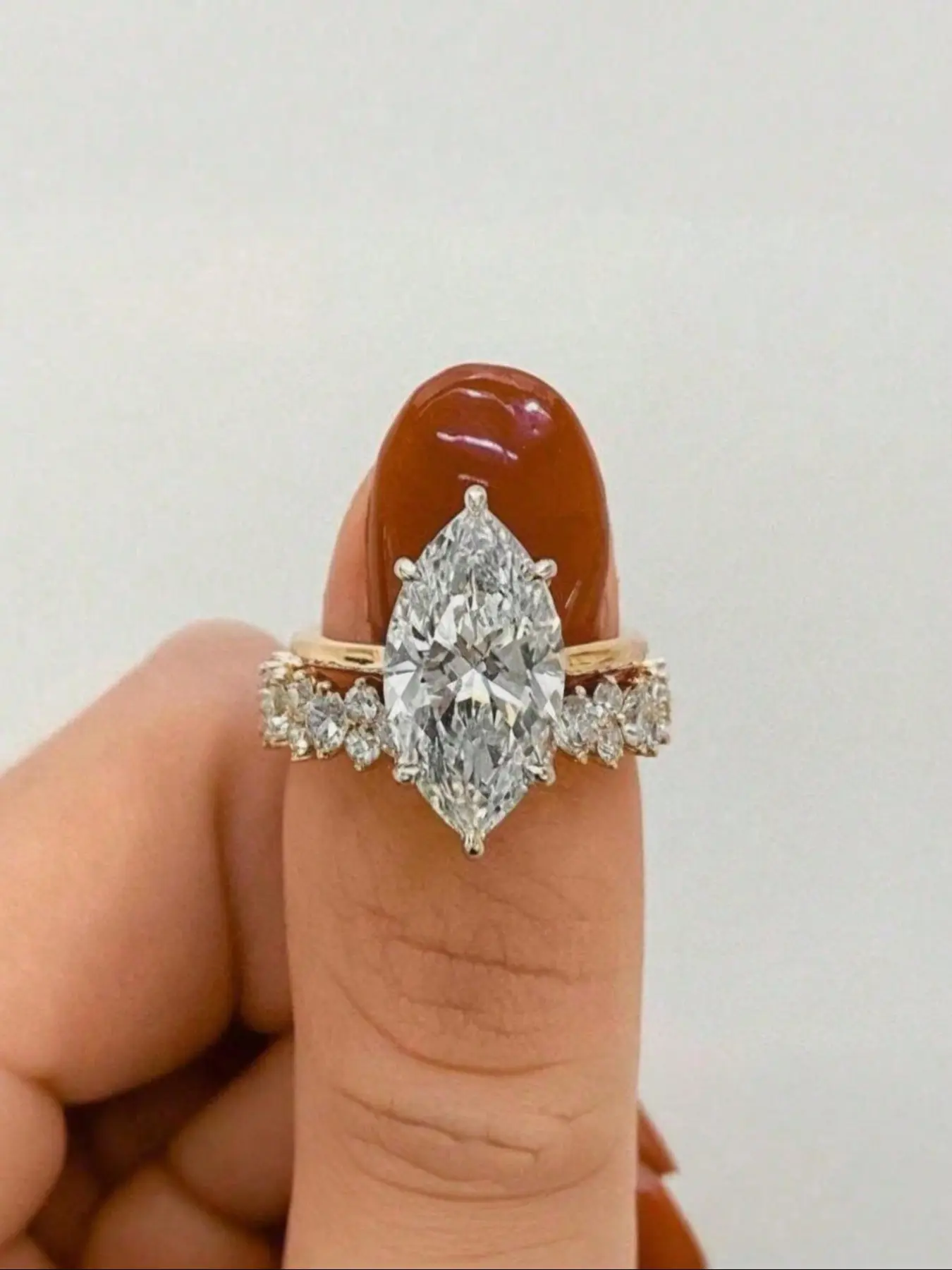 2 Pcs/set Marquise Bridal Engagement Ring Set Teardrop Bridal Rings Eternity Cubic Zirconia Wedding Band Ring for Women Teen Girls Beautiful Rings Valentine's Day Jewelry Gifts