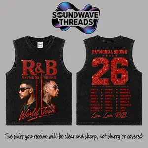 [SWT] The R&B Tour 2026: Raymond & Brown Red # 2 Premium Acid Washed 100% Tank Top T-Shirt, R&B Music Duo Graphic Tee, Urban Hip Hop Soul Streetwear Shirt, Concert Tour Merch, Gift for R&B Fans, Vintage Music Tee