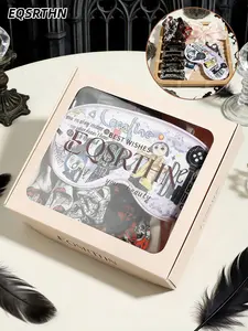 Coraline Ghost Mom Co-branded Hair Accessory Gift Box: Dark and Childlike Style to the fullest! The Ghost Mom cartoon print eye mask + spider web skull hair band + character bow + leopard print grabber set is a must-have personalized hair accessory set fo