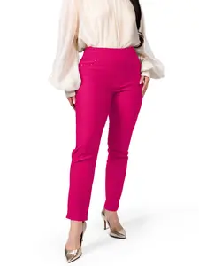 Petite Size Yoga Dress Pants – Stretchy Straight-Leg Work Pants with 5 Pockets, Slim Fit Office Casual Slacks