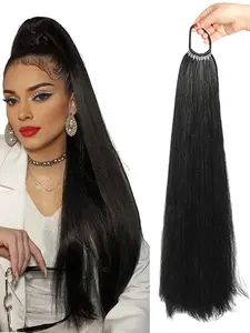 Women's Long Straight Ponytail Extension Set, Synthetic Extensions, Synthetic Hair Pieces for DIY Styling, Perfect for Parties & Daily Use, Synthetic Hair Wigs