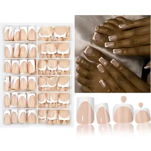 312Pcs White French Tip Press on Nails with Toenails Set - 168Pcs Deep French Tips Nails Press ons Nail Short Square Fake Nail and 144Pcs Toe Press on Nails False Artificial Tips for Women Girls
