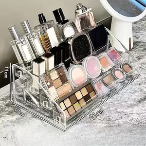 Acrylic Ladder Display Stand, Multi-Layer Transparent Storage Rack for Blind Boxes, Badges and Cosmetics