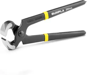 Gunpla 8" Heavy Duty Carpenter Pincer & Nail Puller | 200mm High-Carbon Steel End Nipper Cutting Pliers for Wire Cutting & Nail Removal | Ergonomic Vinyl-Dipped Handle