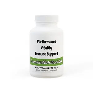 PremiumNutritionUSA Premium Multivitamin for Men - 60 Capsules with Spirulina for Performance Vitality & Immune Support - Non-GMO, Corn-Free, Lactose-Free Formula - Healthcare Supplement