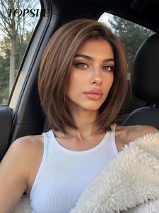 12 inch short straight wigs for women, gorgeous fluffy wigs without bangs, synthetic lace front wigs for party, daily use