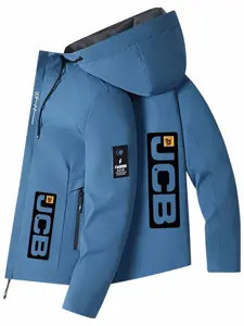 Jcb Heavy-Duty Hooded Casual Windbreaker, Mechanical Enthusiasts' Workwear Coat, Spring & Fall Waterproof Versatile Outerwear