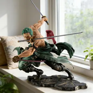 One Piece Roronoa Zoro Three-Sword Style Figure, Anime Collection Desktop Decor， Roronoa Zoro Battle Figure, Highly Detailed Statue Ornament "Thousand World" Scene Figure, Anime Collection Gift, Action Figures