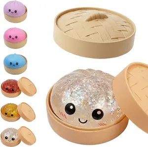 Dumpling Squishy, Dumpling Squishy Mystery Box, Glitter Dumplings Mystery Box, Colorful Dumplings Stress Balls Fidget Sensory Toy, Easter Basket Stuffers Party Favors (Glitter Whitegold)