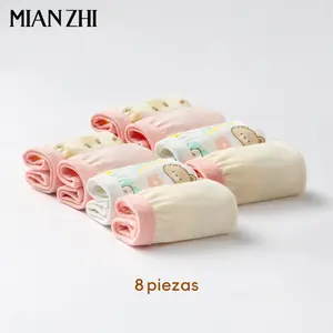Ropa Interior de Algodón para Niñas MIANZHI - Pack de 8, Bóxers Suaves y Respirables para Bebés y Niñas Pequeñas de 2-10 Años, Pantalones Cortos Diarios Cómodos en Colores Pastel