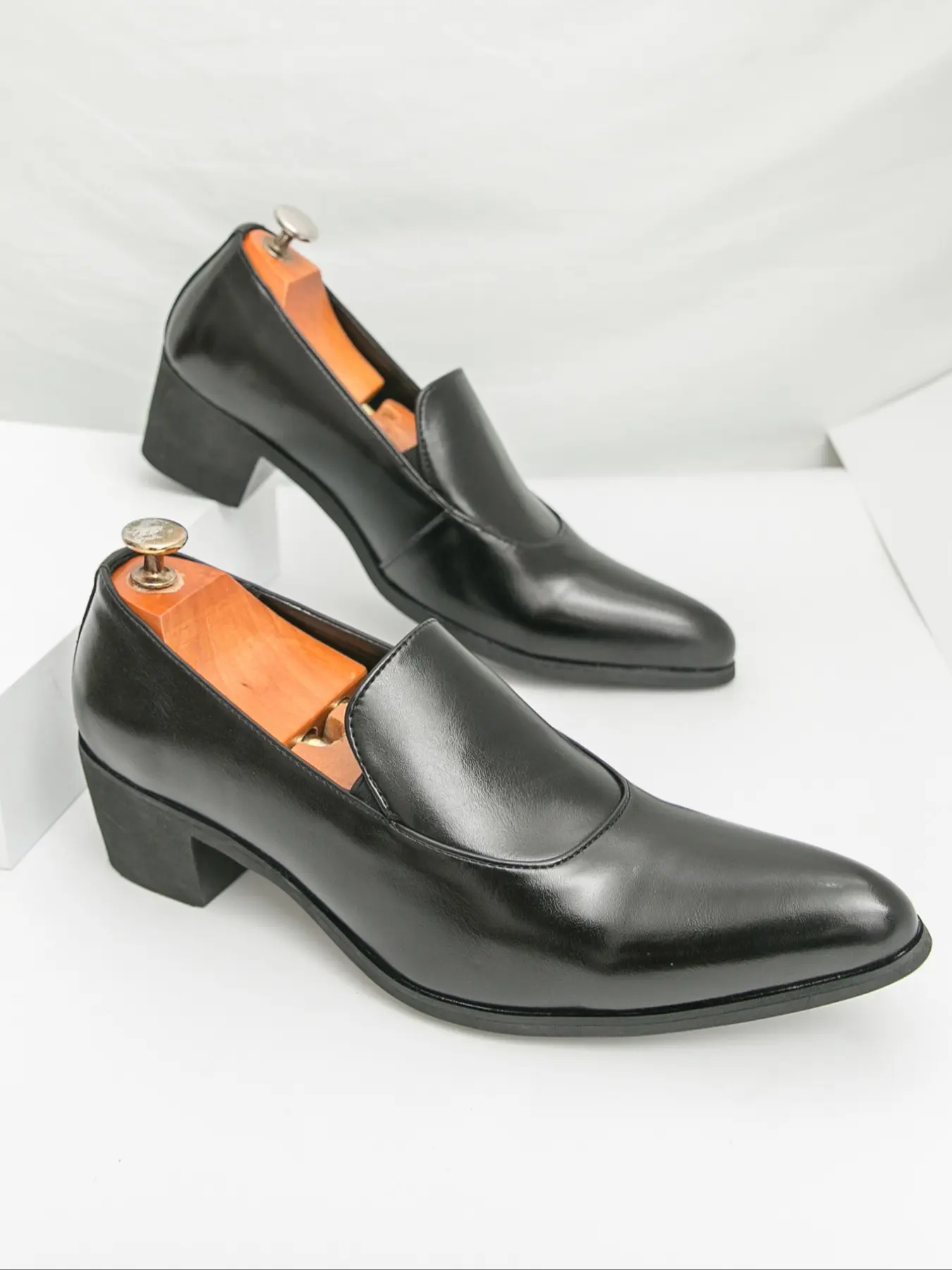 Men's Fashion Casual Leather Shoes, Elevator Formal Leisure Shoes, Office Shoes, One-Click Slip-On Sneakers, Daily Wear, Party, All Seasons