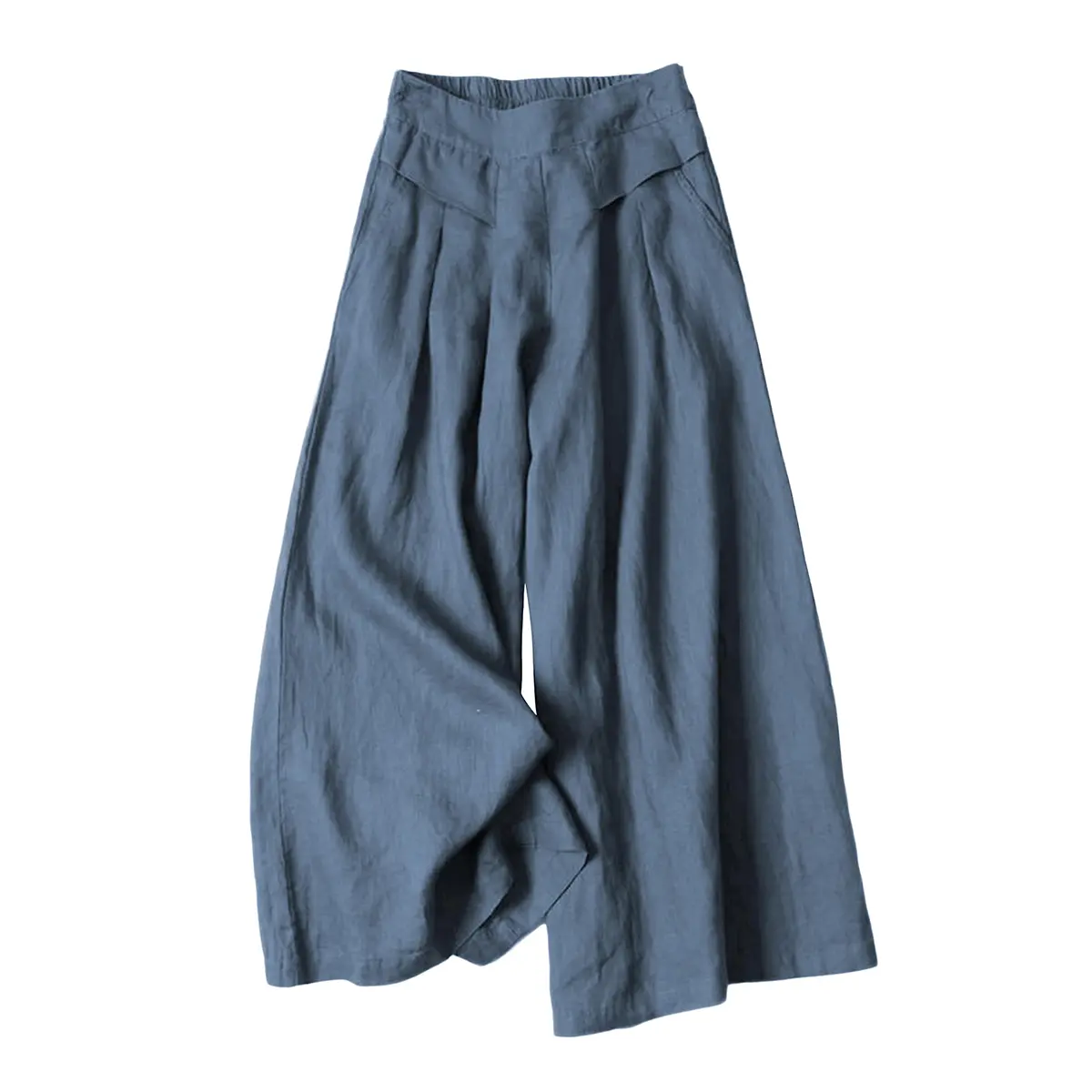 Tanming Women's Linen Pants, Modest Loose Fit Wide Leg Culottes with Elastic Waist and Pockets, Linen Pants Women, Pants For Women, Loose Fit Wide Leg Pants