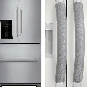 PU Leather Refrigerator Handle Covers Set of 2, Oil-Resistant Shockproof, Anti-Fingerprint, Dustproof, Suitable for Dishwasher and Oven