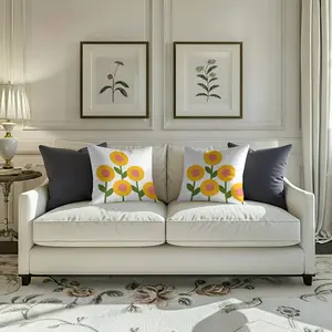 1 pair of sunflower pillows and cushions with yellow pink color scheme, featuring Nordic energetic and playful prints, durable and long-lasting, decorative pillowcases, available in multiple styles, measuring 17.71 x 17.71 inches.