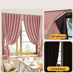 1 Piece Full Blackout Curtains, No-Drill Magic Tape Dustproof UV Protection, Bedroom Living Room Home Decor, Cozy Atmosphere, Window Curtain