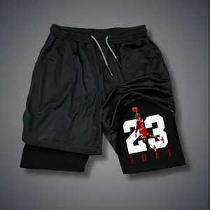 [Viral] 80s 90s Double-Layer Sports Shorts Graphic Shorts Black Camo Streetwear Shorts Men Outfits Men Vacation Outfits Shorts