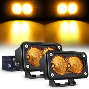 Nilight 2PCS 3Inch Amber Motorcycle LED Lights, Flood Offroad Fog Units with 1070LM & Built-in EMC, Waterproof Driving Auxiliary Units for Motorbike, SUV