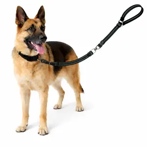 Tactical Heavy Duty Dog Leash with Premium Shock-Absorbing Bungee, 2 Padded Handles, Metallic Carabiner Clip, Car Seat Belt Compatible, Strong No-Pull Leash for Medium Large XL Dogs jumping harness poodle shot leash Dual LED Retractable freedom