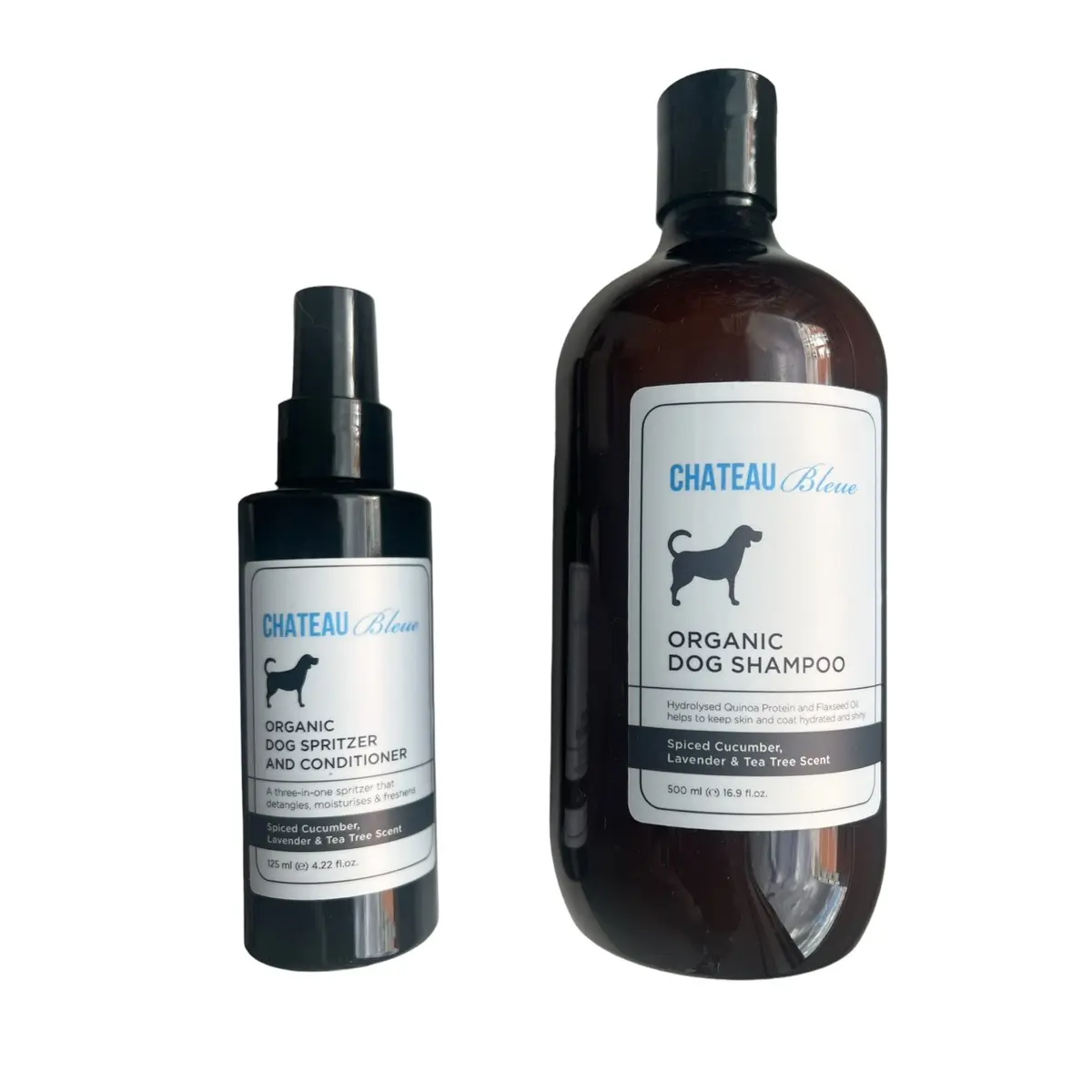 Chateau Bleue Organic Dog Shampoo & Conditioning Spritz Duo - Vegan & Cruelty-Free
