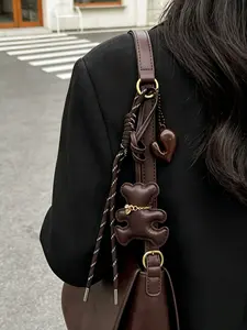 Bag Pendant Bear Bag Charm Pu Leather Teddy Bear Pendant Individualistic And Trendy Fashionable And Versatile Cute High Quality Suitable For Bags And Keys Couple And Best Friend Pendants Keychain Christmas Gifts