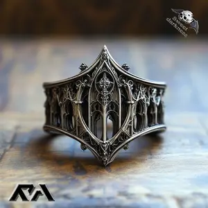 Classical Art Deco Ring - Stackable Gothic Style Ring with Vintage European-American Design and Retro Shape, Gothic Style Rings