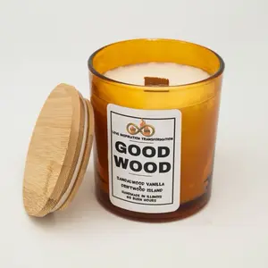 Good Wood Sandalwood Vanilla Driftwood Candle - Island Aroma - Handmade in Illinois - 60 Burn Hours - Natural Scented Wax Fragrance Decor Cozy Gift Wick